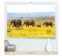 Ein Herz für Elefanten (hochwertiger Premium Wandkalender 2026 DIN A2 quer), Kunstdruck in Hochglanz: Die sanften Riesen der Welt.