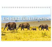 Ein Herz für Elefanten (Tischkalender 2026 DIN A5 quer), CALVENDO Monatskalender: Die sanften Riesen der Welt.