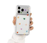 Einaily Custodia per iPhone 17 Pro, in morbido TPU trasparente, con motivo a cuori alla moda, ultra sottile, trasparente, in morbido silicone, resistente agli urti e ai graffi