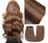 EINbeauty Double Weft Extension Capelli Veri 1pc 50g 50cm Extension Capelli Veri Lisci Marrone cioccolato Invisibili Remy Umani Human Hair Extension (20Inch,4#)