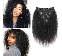 EINbeauty Kinky-Curly Extension Capelli Veri 120g 8pcs Clip ins Neri Naturali Remy Kinky Curly Clip ins Curly Capelli Brasiliani Human Hair Extensions 24 pollici