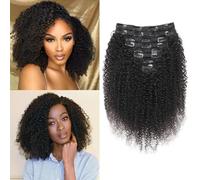 EINbeauty Kinky-Curly Extension Clip Capelli Veri 120g 8pcs Neri Naturali Remy Brasiliani Human Hair Extensions 14 Pollici