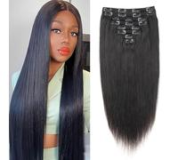 EINbeauty Straight Extension Clip Capelli Veri 120g 8pcs Clip ins Neri Naturali Remy Straight Clip ins Curly Capelli Brasiliani Human Hair Extensions Capelli Clip 20 pollici
