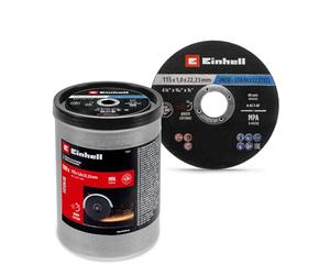 Einhell 100 pezzi set di dischi da taglio per metallo, Inox, Ø 115 x 1 mm | Taglio di precisione | lavorazione del metallo | foro da 22,23 mm | certificato MPA | versione piana | confezione inclusa