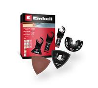 Originale Einhell set multiutensile da 17 pezzi (lame BIM/HCS, raschietto, piastra di supporto, triangoli di levigatura, rivestimento PTFE, supporto aperto)