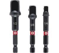 Einhell 3 pezzi set di adattatori Impact per bussole, 1/4" / 3/8" / 1/2" | Acciaio CrV | lunghezza 65 / 72 mm | attacco quadro 1/4" / 3/8" / 1/2" | zona di torsione | attacco E 6.3