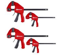 Einhell 4 pezzi set di morsetti a una mano, 100/150 mm | Impugnatura rapida | capacità serraggio 100/150 mm | forza serraggio 20/60 kg | divaricatrice | profondità | senza utensili