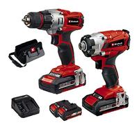 Einhell 4257232 Kit Trapano a Avvitatore, 250V, Rosso, Nero, Trapano e 2X Batteria Da 1.5 Ah