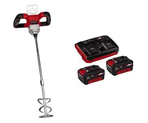 Einhell 4258760 TE-MX 18 Li - Miscelatore a batteria per malta colorata, colore: Rosso/Nero + 2X 3,0Ah & Twincharger PXC Starter Kit