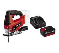 Einhell 4321209 Sega a Batteria + Power-X-Change Starter Kit, Caricabatteria e Batteria da 4000 mAh Li-Ion, Nero, Rosso