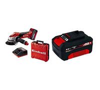 Einhell 4431119 Smerigliatrice Angolare Batteria Te-AG 18/115 Li Kit (1 X 3.0Ah), 18 V, 8500 Giri/min, Nero, Rosso &4511396 Batteria Ricaricabile agli Ioni di Litio 4000 mAh 18 V, Nero, Rosso, 4,0 Ah