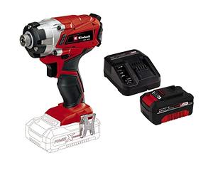 Einhell 4510034 Li- Solo Avvitatore a Impulsi a Batteria, 18 V, Rosso + Power-X-Change Starter Kit, Caricabatteria e Batteria da 4000 mAh Li-Ion, Nero, Rosso