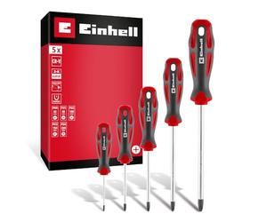 Einhell 5 pezzi set di cacciaviti | Lame CrV | punta magnetica | misure PH | impugnature ergonomiche | fori di sospensione