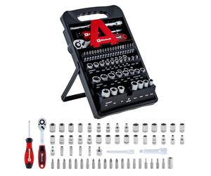 Einhell 61 pezzi set di bussole e inserti | Cricchetto | inserti | bussole | acciaio CrV | attacco C 6.3 | custodia inclusa