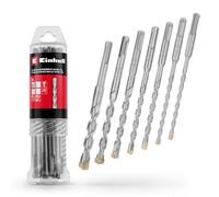 Einhell 7 pezzi set di punte SDS Plus, 160 mm, Ø 6-14 mm | Acciaio 40Cr | placchetta metallo duro 4 taglienti | punta centraggio | doppia spirale fresata | attacco SDS Plus