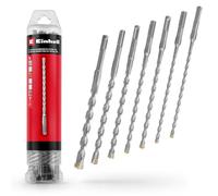 Einhell 7 pezzi set di punte SDS Plus, 210 mm, Ø 6-14 mm | Acciaio 40Cr | placchetta metallo duro 4 taglienti | punta centraggio | doppia spirale fresata | attacco SDS Plus