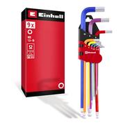 Einhell 9 pezzi set di chiavi a brugola | Acciaio S2 | testa sferica | doppia estremità | misure da 1,5 a 10 mm | supporto pieghevole