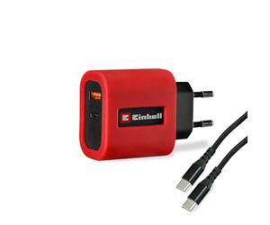 Einhell - Caricatore rapido USB da 65 W, con cavo USB-C, alimentatore di rete per vari dispositivi, TE-ES 18/150/1 Li-C