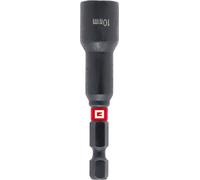 Einhell - Chiave a bussola esagonale magnetica con attacco 1/4" E 6.3, 10 mm (cromo vanadio, zona di torsione, magnete permanente, anello di colore rosso)