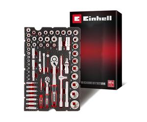 Einhell E-Case inserto portautensili 60 pezzi set di bussole e cricchetto | Cricchetti | bussole per candele | bussole | prolunghe per bussole | giunti cardanici | sistema E-Case