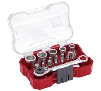 Set di punte e bussole originale Einhell XS-CASE da 21 pezzi (punte da 25 mm, bussole, portapunte a cambio rapido, adattatore, cricchetto reversibile, compresa la scatola di custodia)