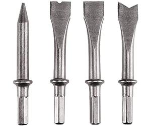 Einhell Original Set 4 scalpelli per scalpello pneumatico | per martello pneumatico TC-PC 45 | 120 mm cad. | attacco esagonale | 3 scalpelli piatti | scalpello a punta | acciaio