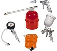 Einhell Original Set di accessori per aria compressa, 5 pezzi | per compressori max. 8 bar | Pistola spruzzo | Pistola verniciare | Pistola soffiaggio | Gonfiatore per pneumatici | Tubo 4 m