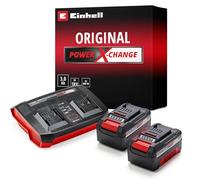 Einhell Original Starter Kit con 2 batterie da 3,0 Ah e Twincharger | 18 V | 900 W | 2 batterie + Twincharger | 60 min di tempo di ricarica | PXC | Li-Ion | Gestione ricarica | Indicatore LED
