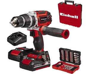 Einhell Professional Trapano a percussione a batteria TP-CD 18/60 Li-i BL +39 Power X-Change (ioni di litio, 18 V, set da 39 accessori punte, 2 batterie PXC 2,0 Ah, caricabatteria rapido, E-Box Basic)