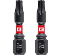 Einhell - Punte a impatto con doppia torsione, 2 pezzi, 30 mm, in acciaio T20 (S2, alta durata, doppio effetto torsione, anello colore rosso, attacco C 6.3)