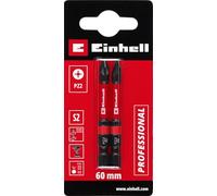 Einhell Punte a impatto con doppia torsione, 2 pezzi, 60 mm, acciaio PZ2 (S2, elevata durata, doppio effetto di torsione, anello di colore rosso, attacco E 6.3)