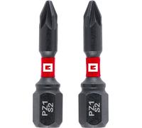 Einhell - Punte originali Impact con doppia torsione, 2 pezzi, 30 mm, PZ1 (S2, alta durata, doppio effetto torsione, anello colore rosso, attacco C 6.3)