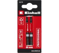 Einhell - Punte originali Impact con doppia torsione, 2 pezzi, 60 mm, in acciaio T20 (S2, alta durata, doppio effetto torsione, anello di colore rosso, attacco E 6.3)