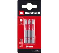 Einhell - Punte standard standard, 3 pezzi, 50 mm, PH1 (cromo vanadio, viti di precisione, buon controllo, anello di colore rosso, attacco E 6.3)