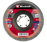 Einhell - Set di 2 dischi a ventaglio (accessori per smerigliatrice angolare, grana P40 e P80, Ø 125 x 22,23 mm, mop, dischi lamellari per metallo e acciaio)