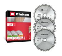 Einhell Set di 3 lame circolari, legno e multimateriale, Ø 165 x 20 mm | 24 /42 /48 denti | Set universale | Denti in metallo duro | Intagli termici | Per seghe circolari | Anelli riduttori inclusi