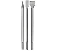 Einhell - Set di 3 scalpelli originali (accessori per martello demolitore, in acciaio, lunghezza 400 mm, attacco SDS-Max, per vari martelli di foratura e demolizione, inclusi 2 x scalpello piatto e 1