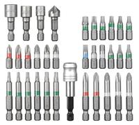 Einhell - Set di 34 punte (set di punte per avvitatore, 18 punte da 25 mm, 11 punte da 50 mm, 3 inserti per chiavi a bussola, 1 svasatore, 1 supporto per punte a sgancio rapido, con scatola di