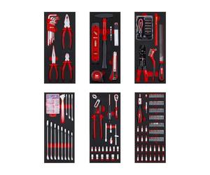 Einhell - Set di attrezzi per carrello da officina, 287 pezzi, con punte di precisione e speciali, pinze, viti, chiavi a bussola, livella, martello e metro a nastro