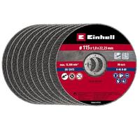 Einhell - Set di dischi da taglio sottili 115 x 1,0 mm (accessori per smerigliatrice angolare, 10 pezzi, Ø 115 x 1,0 x 22,23 mm, max. 13.300 min-1, extra sottili per una piccola perdita di materiale)