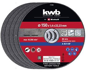 Einhell - Set di dischi da taglio sottili 150 x 1,4 mm (accessori per smerigliatrice angolare, 5 pezzi, Ø 150 x 1,4 x 22,23 mm, max. 10200 min-1, extra sottili per una piccola perdita di materiale)