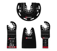 Originale Einhell set di multiutensile di 4 pezzi (lama da taglio a tuffo BIM, lama da taglio semitonda BIM, lama da taglio a tuffo CrV e raschietto flessibile con supporto Open Back Quick Change)