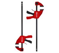 Einhell Set morsetti 2x30cm (Sgancio rapido, apertura 300 mm, forza 60 kg, funzione espansione, profondità, conversione senza attrezzi, guida in acciaio)