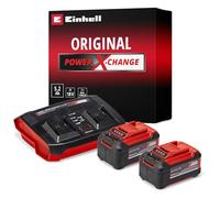 Einhell Starter Kit batteria e caricatore Power X-Change (ioni di litio, batteria da 18 V, 2 x 5,2 Ah e caricatore doppio, adatto per tutti i dispositivi Power X-Change)