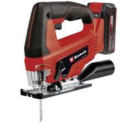 Einhell Seghetto alternativo a batteria TC-JS 18 Li (1x2,5 Ah) Power X-Change (ioni di litio, 18 V, movimento pendolare, attacco di aspirazione, batteria 1x 2,5 Ah, caricabatteria e valigetta)