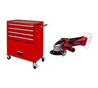Einhell Tc-Tw 100 Carrello Per Utensili Ed Attrezzi, Rosso & Smerigliatrice angolare a batteria TC-AG 18/115 Li-Solo Power X-Change