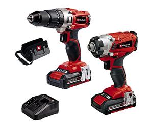 Einhell Twinpack Set Utensili, Sistema a Batteria Power X-Change, 18 V, 2.0 Ah, Rosso/Nero