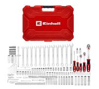 Einhell valigetta di bussole 218 pezzi, 1/4 / 3/8 / 1/2" | Cricchetti reversibili | Bussole lunghe | E | Portainserti | S2 | Bussole candela | Chiavi combinate | incl. Valigetta