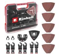 Einhell XL-PLUS-CASE 35 pezzi set multitool per legno | Lame CV / HCS | platorello Delta | carta abrasiva all'ossido di alluminio per legno | adattatore Dremel | attacco Open-Back