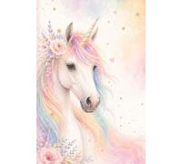 Einhorn Notizbuch Mädchen: Regenbogen Einhorn mit Blumen im Pastell Design: 100 linierte Seiten im A5-Format, Geschenk zum Geburtstag für Kinder, junge Einhornfans und Mädchen